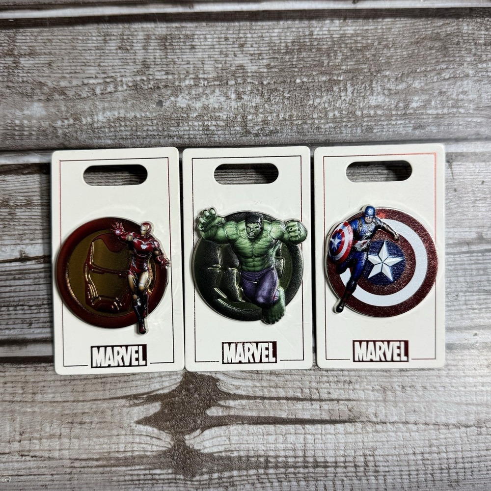 Disney Marvel Iron Man Hulk Captain America Shield Pin Lot Of 3 New